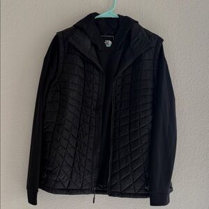 The North Face women’s Black thermal, hooded shirt with Quilted Puffer Jacket